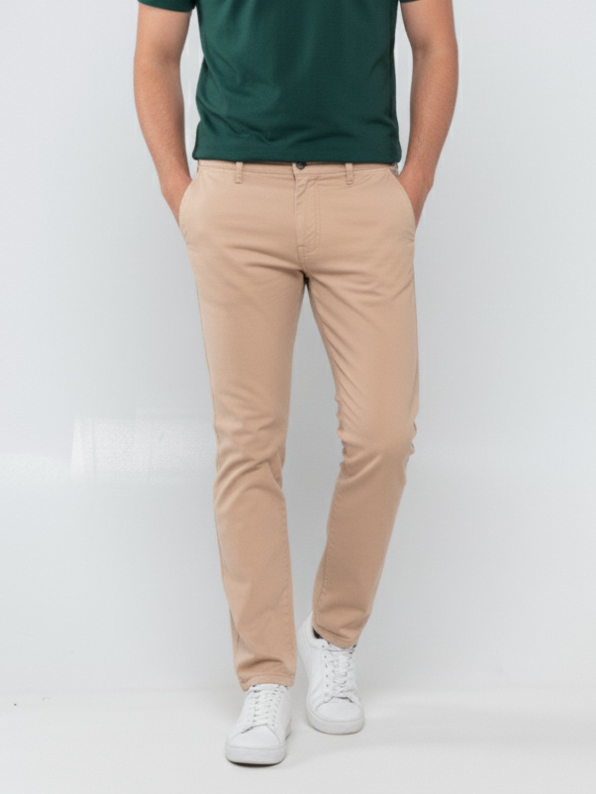 Calça Sarja Masculina Alpha Street Wear Confortável e Básica Bege