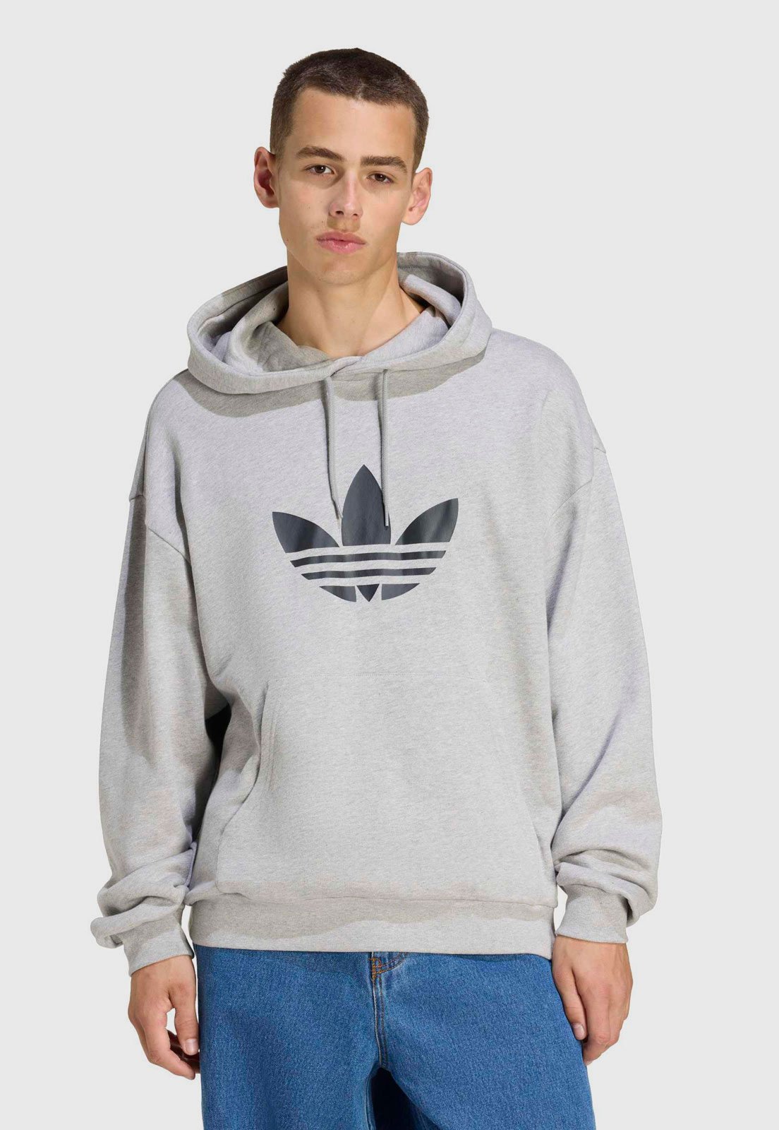 Blusa de Moletom adidas Originals Capuz Trefoil Cinza