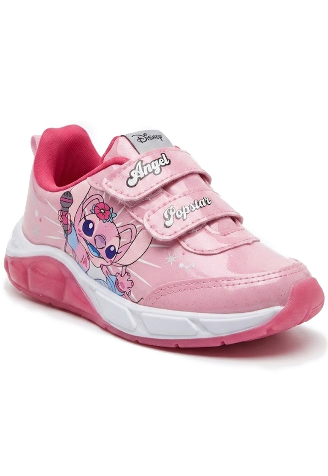 Infantil - Tênis Disney Angel Rosa Com Led Menina Original Calce Fácil Casual
