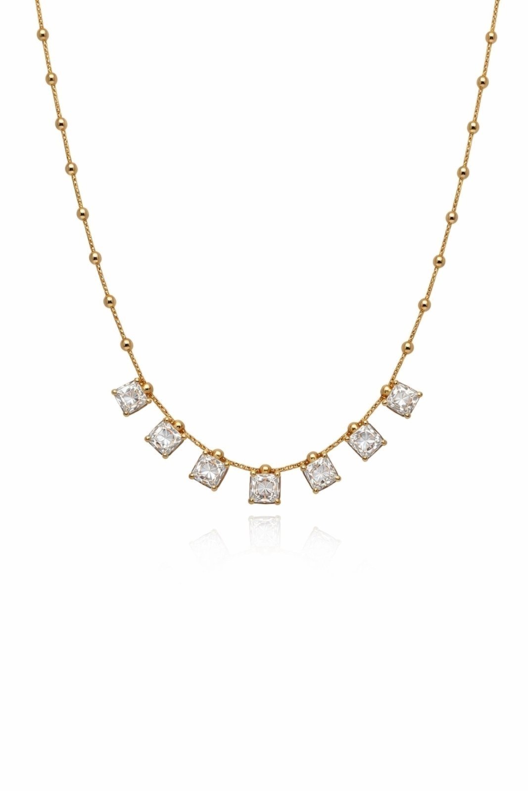 Gargantilha Mini Esferas e Zirconia Banhada a Ouro 18k