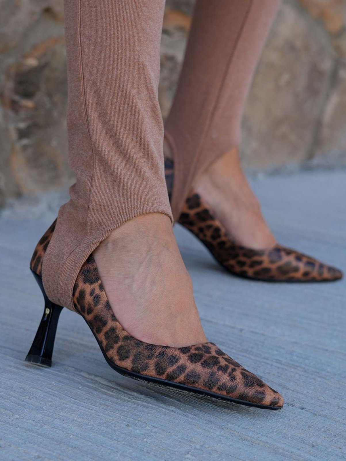 Sapato Scarpin Animal Print cê Feminino MARROM