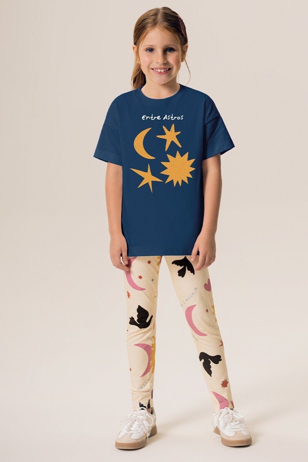 Infantil - Conjunto Bugbee Blusa e Legging em Malha Estampada
