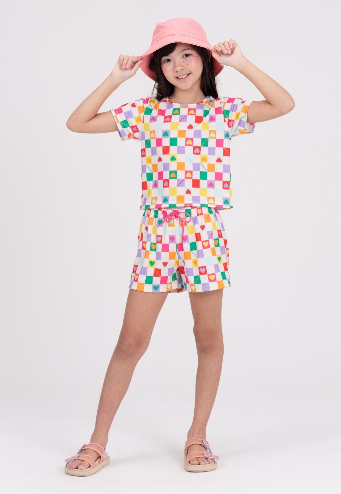 Infantil - Conjunto Cropped Poliplex Quadriculado Off