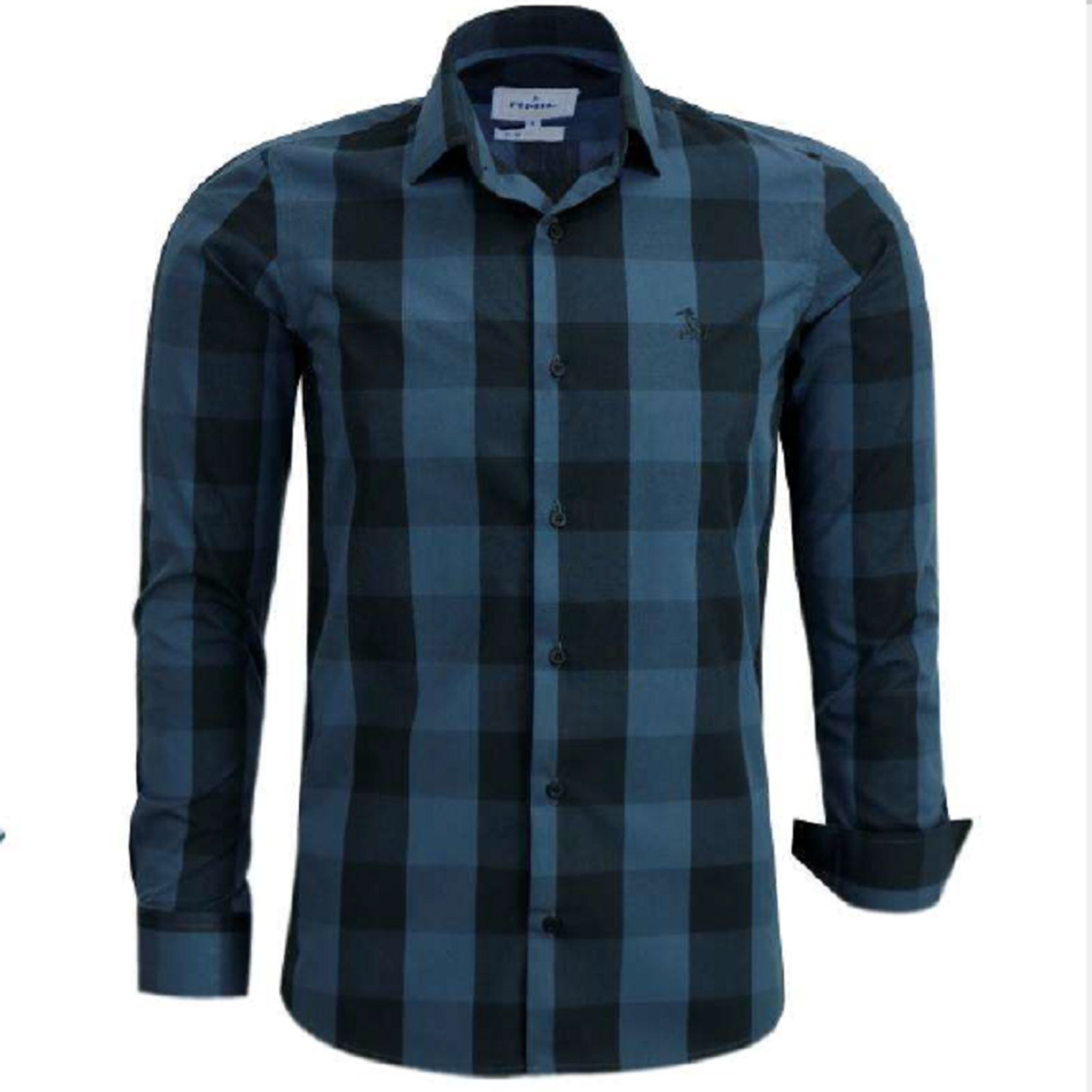 Camisa Adulto Xadrez Slim Original Amil Exclusivo Chumbo