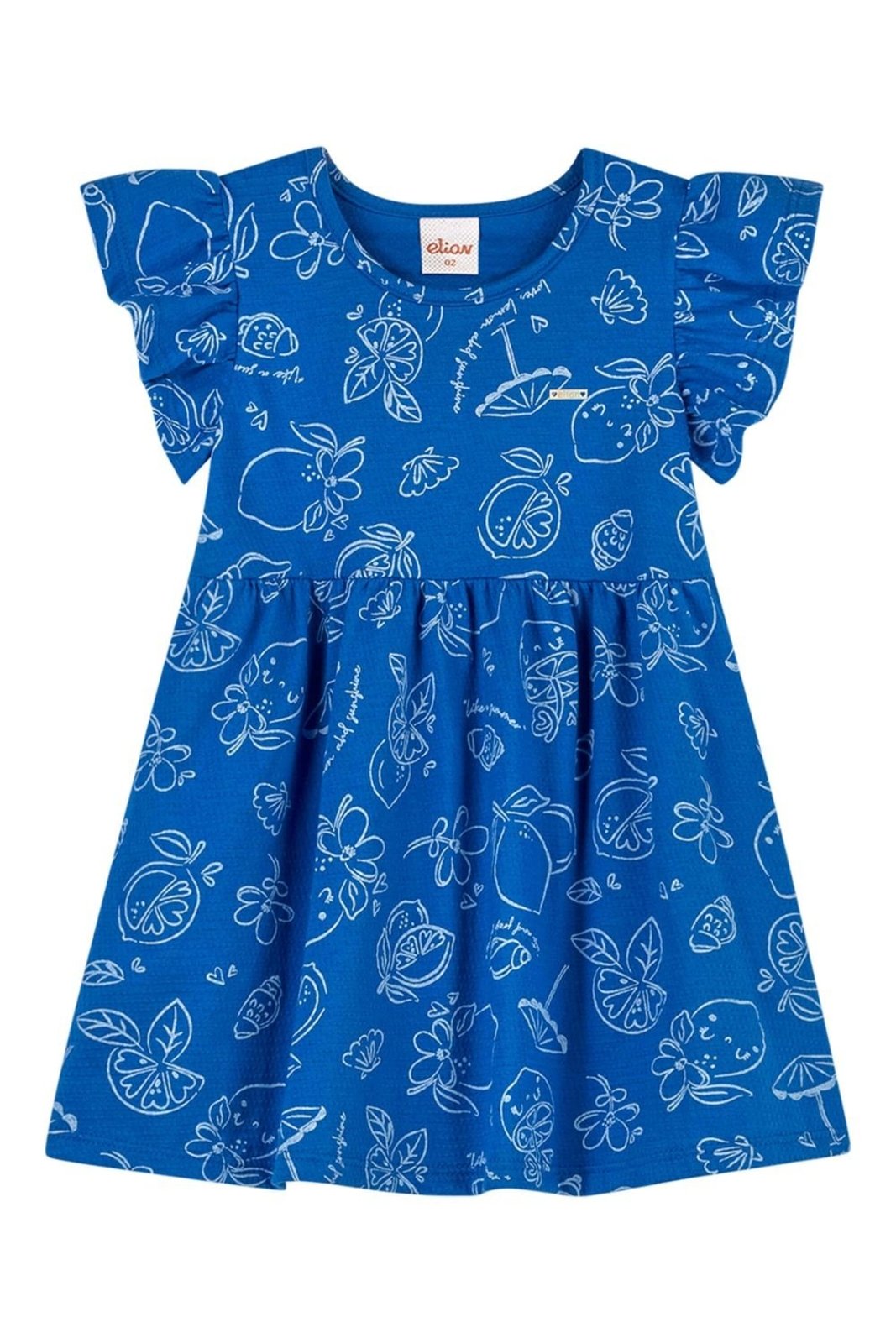 Infantil - Vestido Menina Estampa Frutas Elian Azul