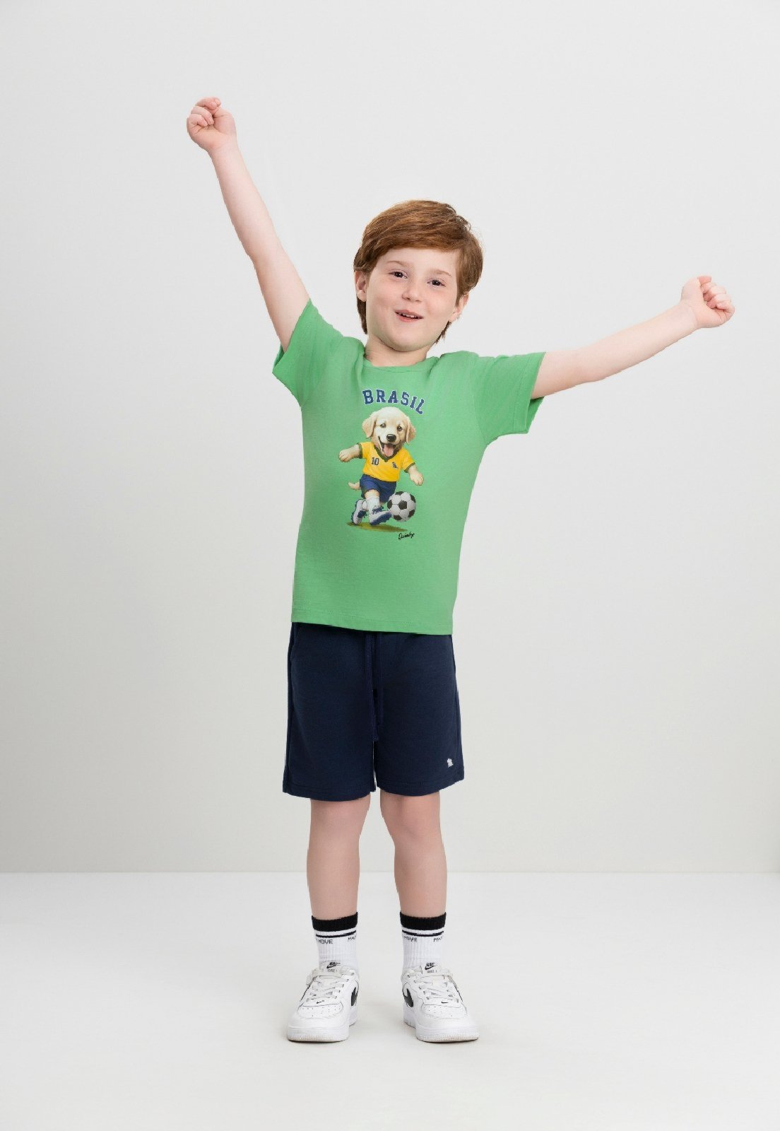 Infantil - Camiseta Masculina em Meia Malha Brasil Verde