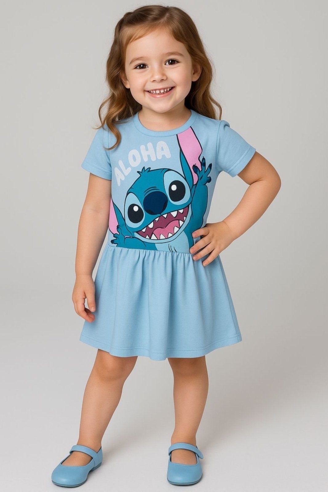 Infantil – Vestido Disney Feminino Stitch Azul