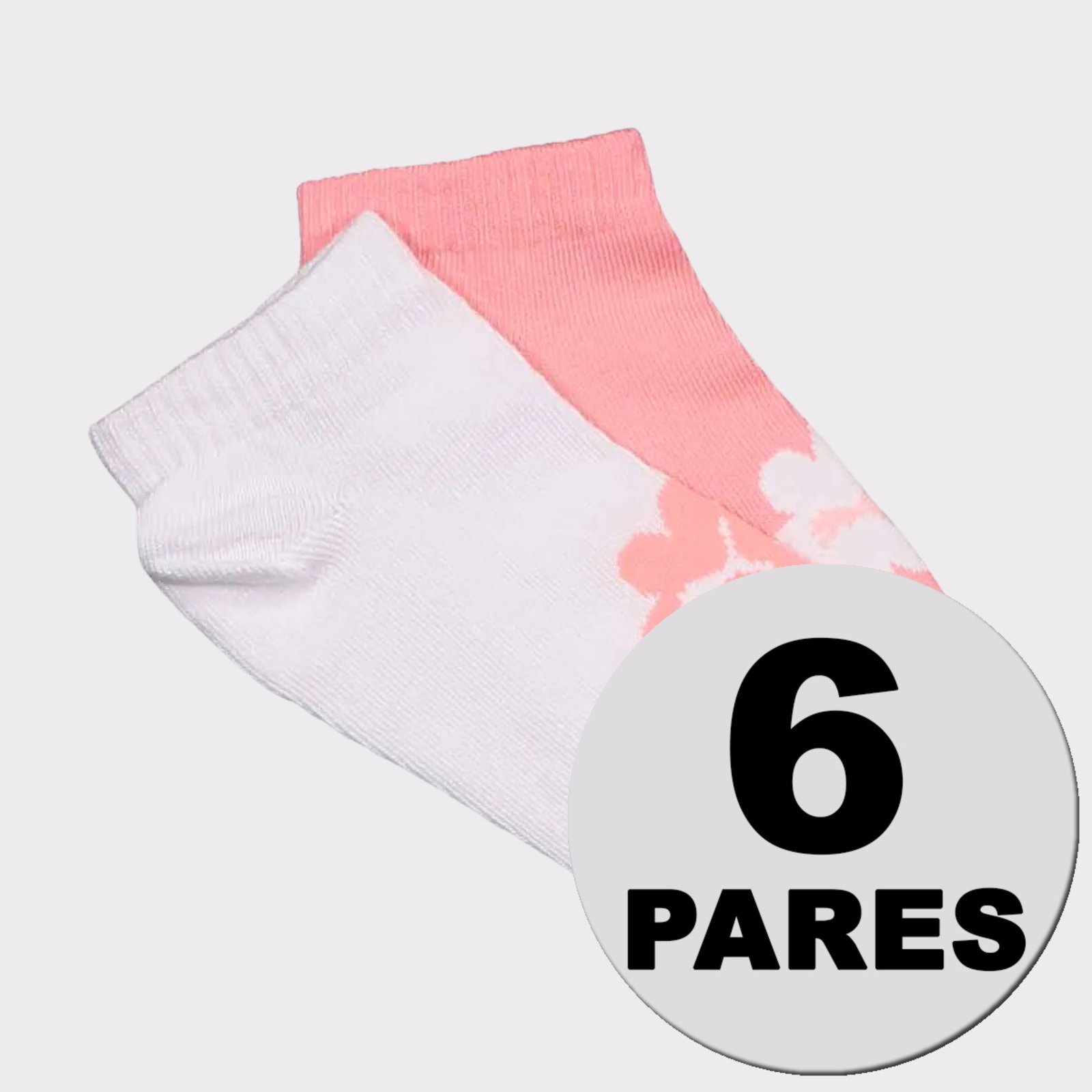 Kit Meias Puma Sapatilha 6 Pares Rosa e Branca