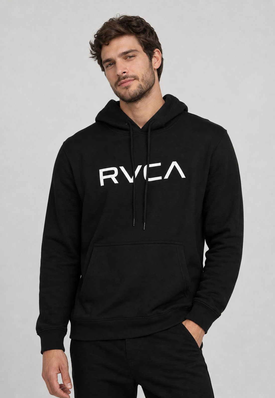 Blusa de Moletom Masculina RVCA Logo Preta