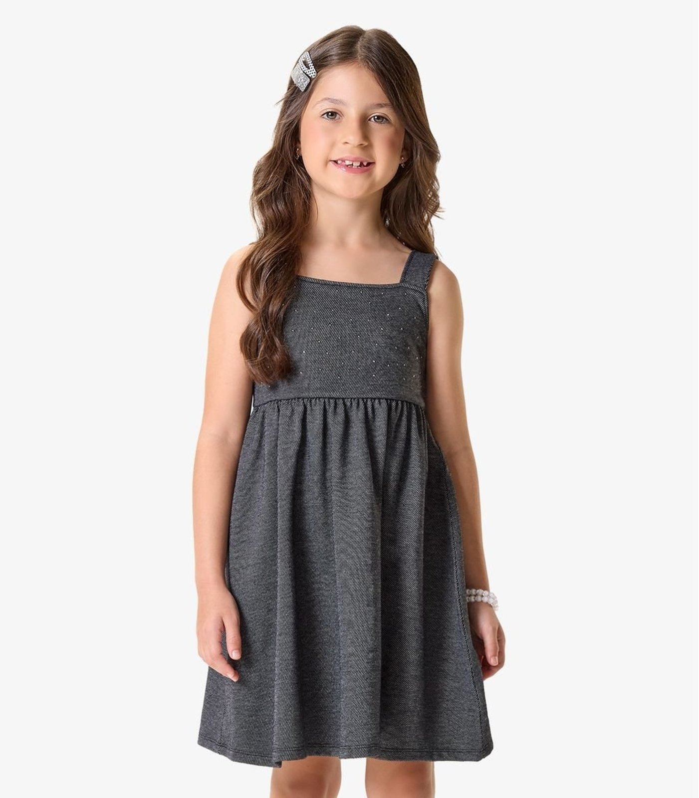 Infantil - Vestido Feminino Moletom Rovi Preto
