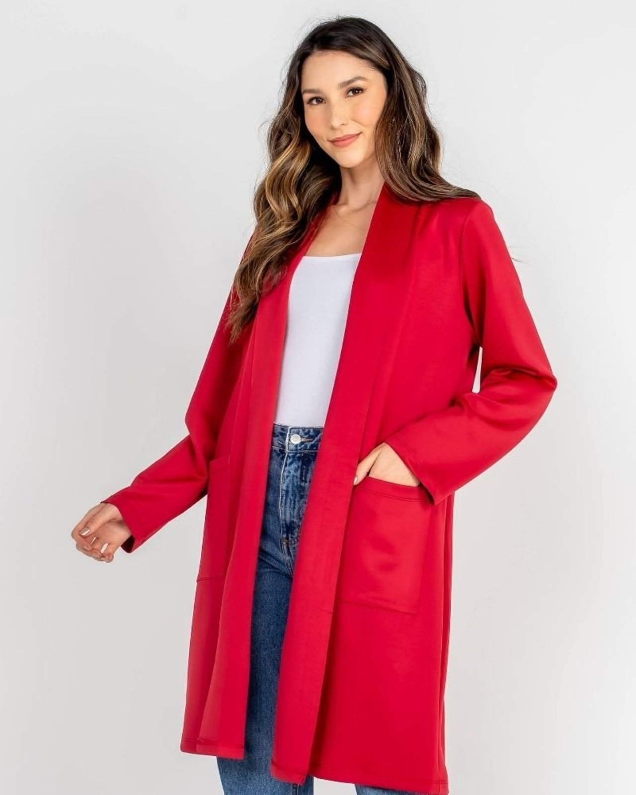 SOBRETUDO DE MALHA LISA VERMELHO