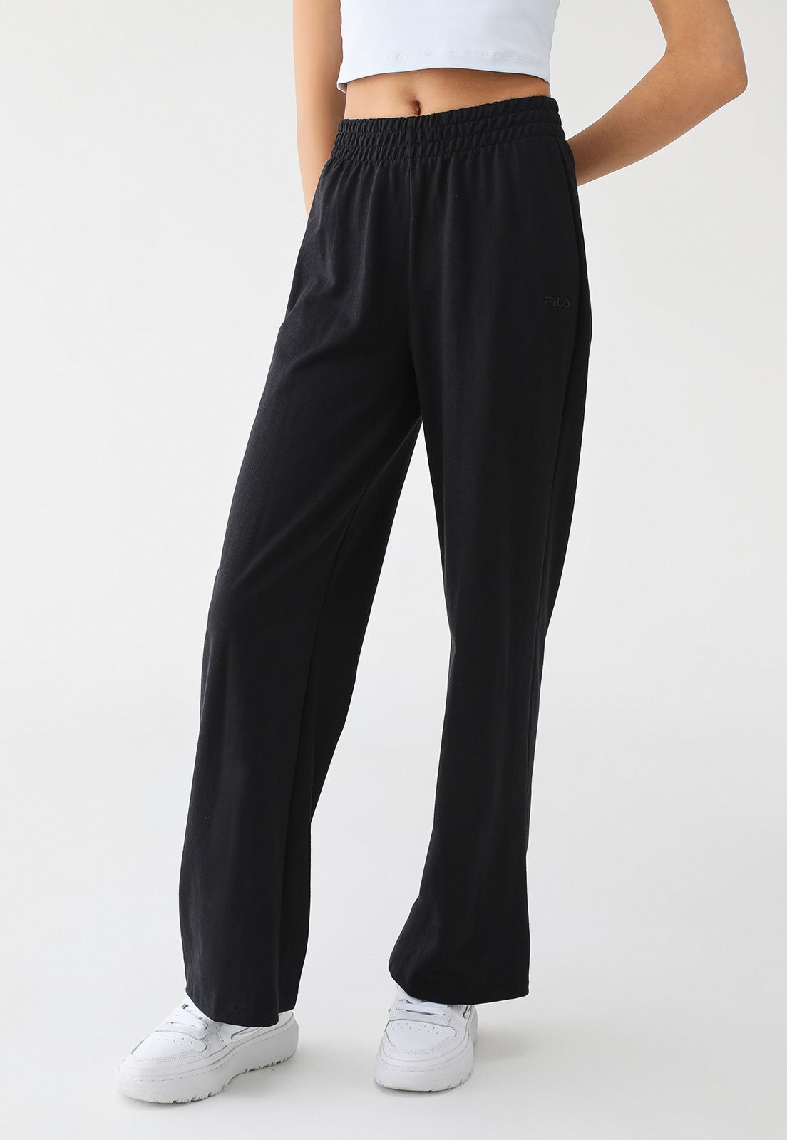 Calça de Moletom Fila Wide Leg Classic Light Basic Preta