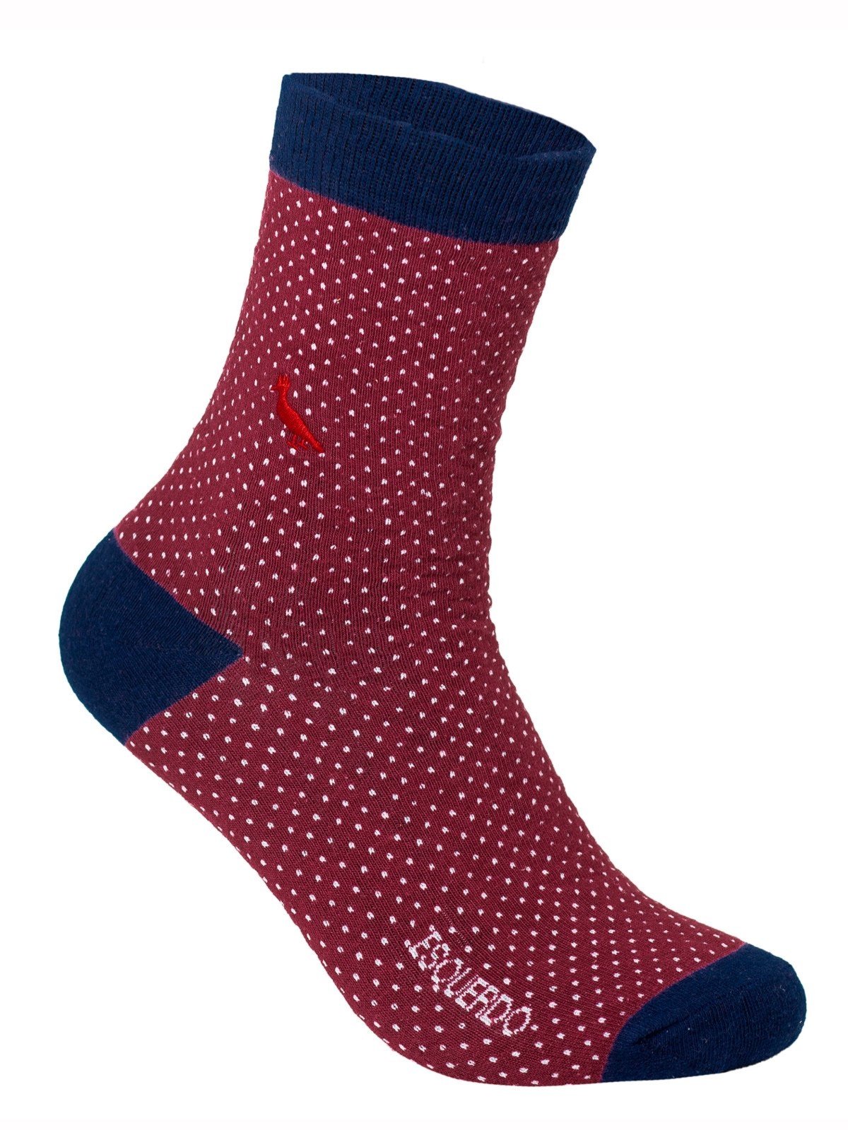 Meia Masculina Reserva RSV Social Cano Alto Algodão Confortável Bordô Marinho Pontilhada