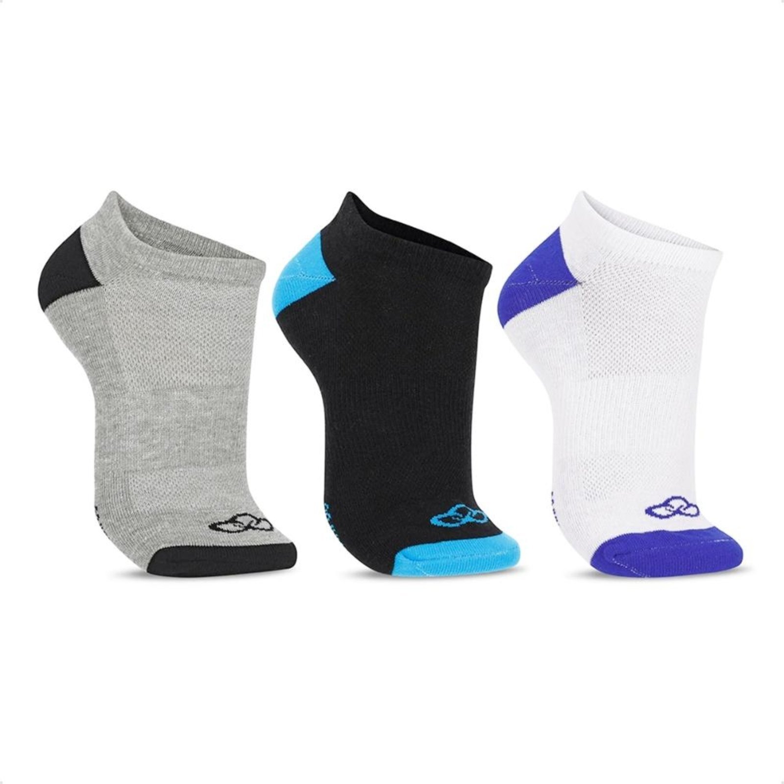 Kit de 3 Pares de Meia Olympikus Cano Invisível Masculino Multicolorido