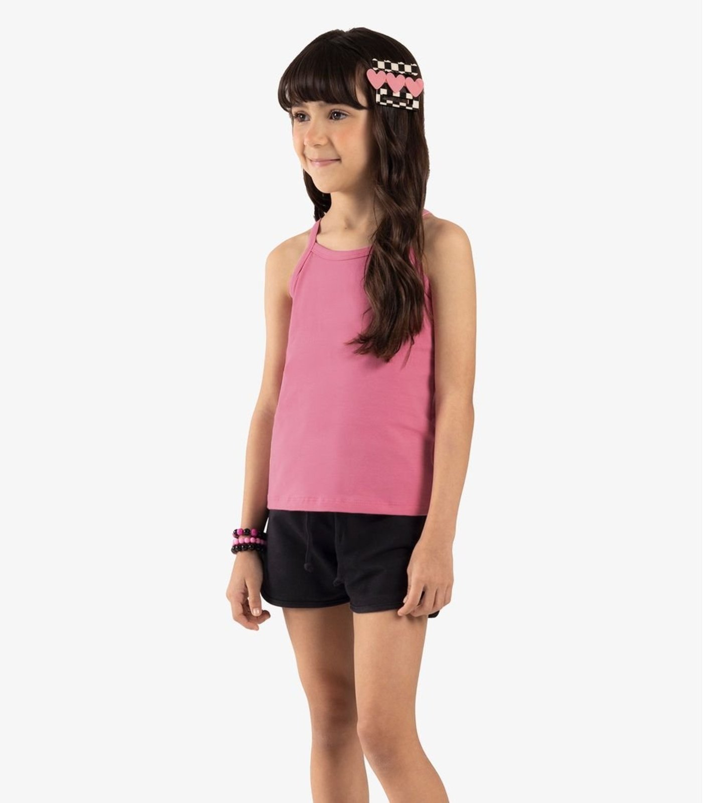 Vista 2 Infantil - Shorts Básico Feminino Rovi Rovitex Kids Básicos preto Rovitex Kids Básicos preto