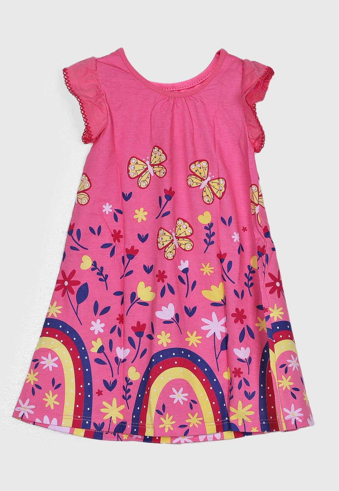 Vestido Kyly Floral Babado Rosa