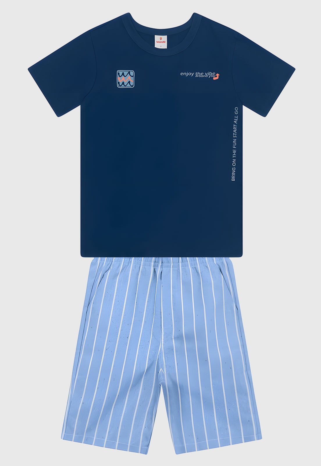 Infantil - Conjunto Brandili Camiseta Bermuda Azul Marinho