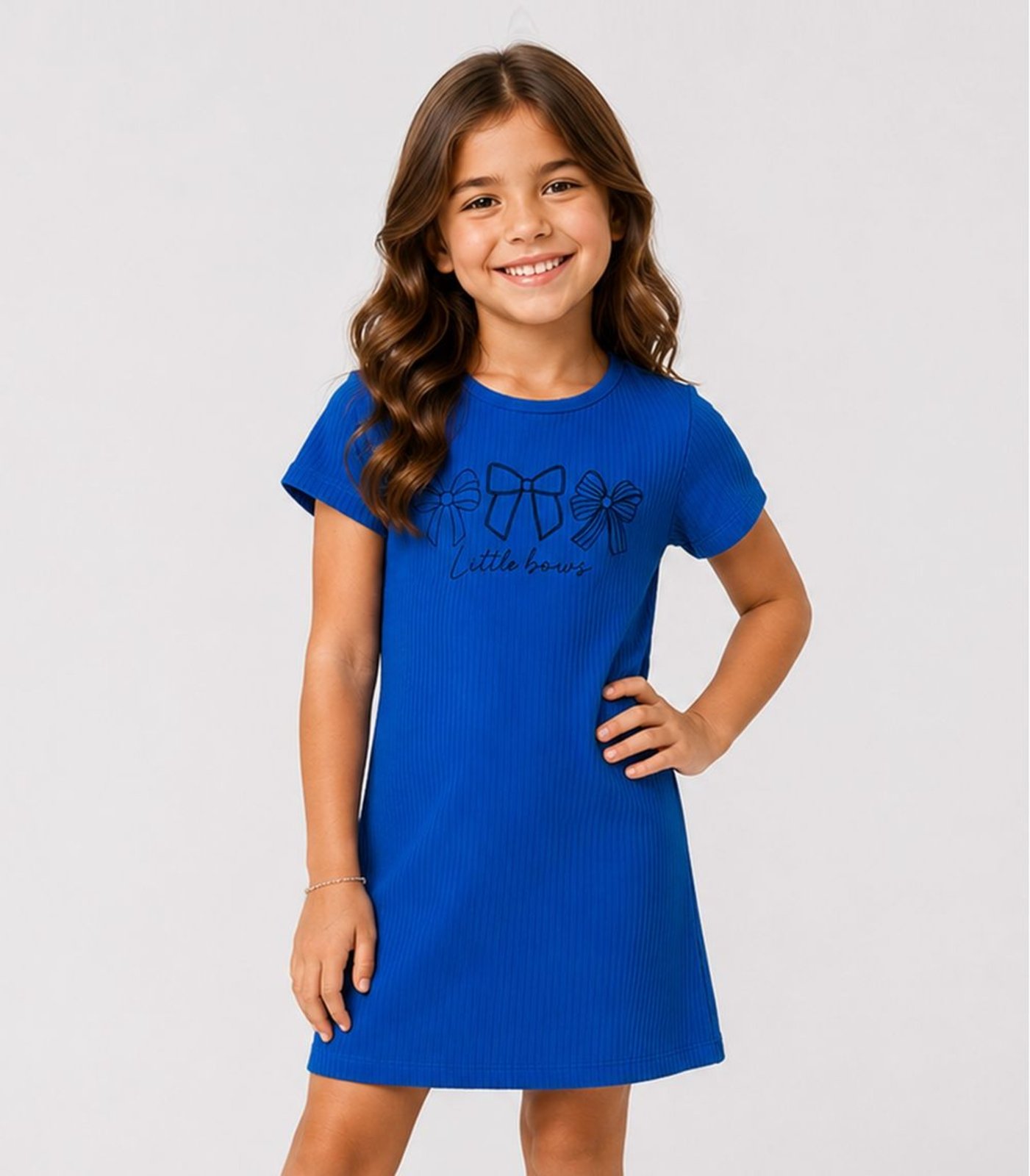 Infantil - Vestido Ribana Canelada E Estampa Select Azul