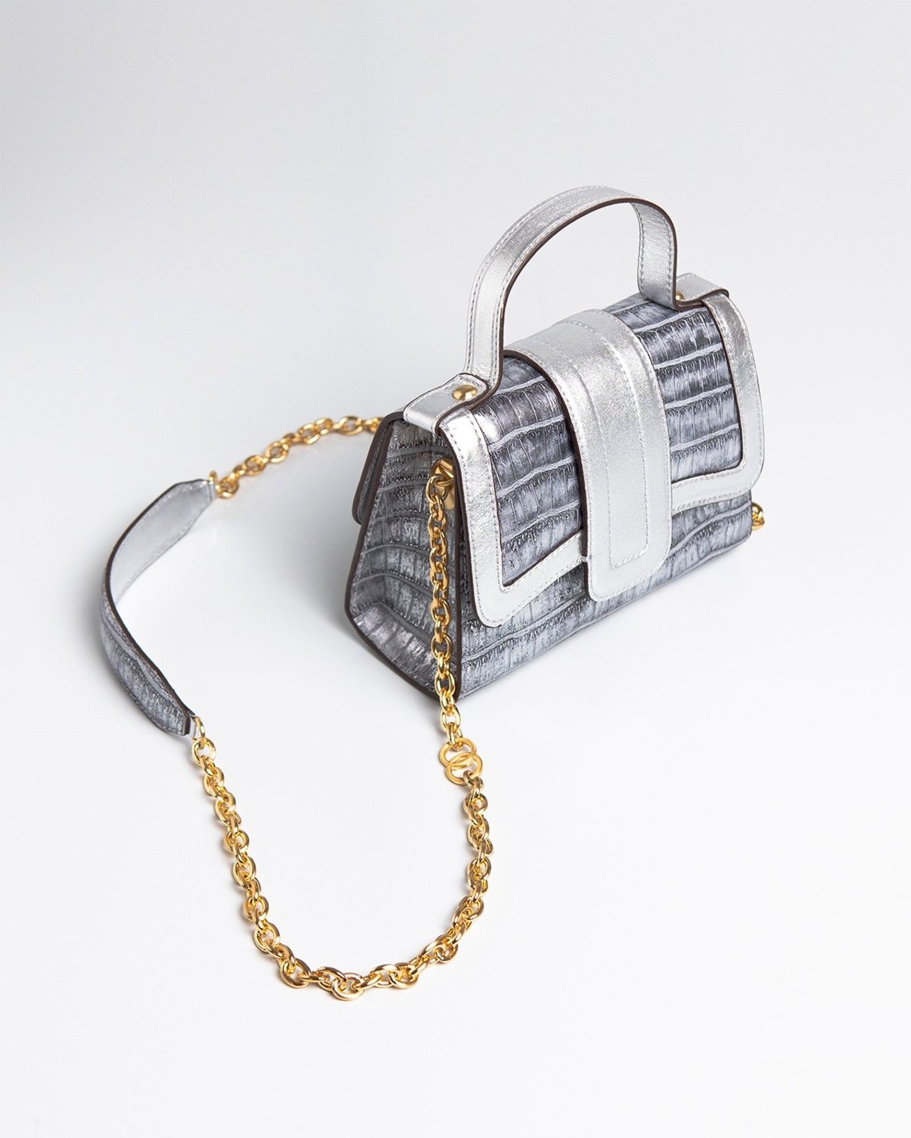 Bolsa Pequena Woow Sophia Couro Silver
