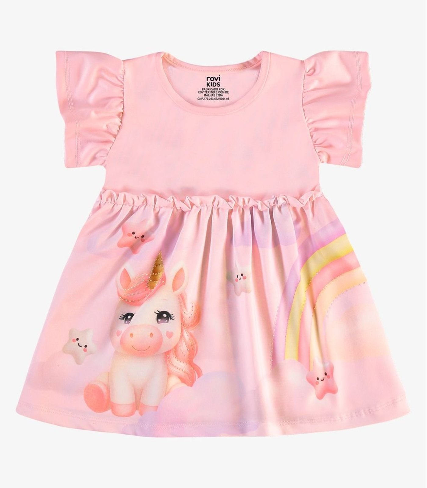Infantil - Vestido Com Estampa Malha Rovi Rosa