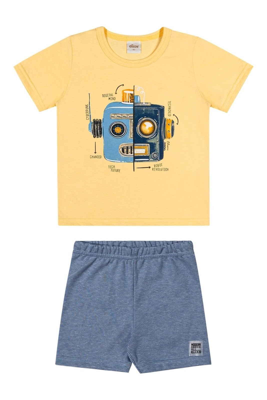Vista 2 Infantil - Conjunto Curto Menino Robô Elian amarelo Elian amarelo