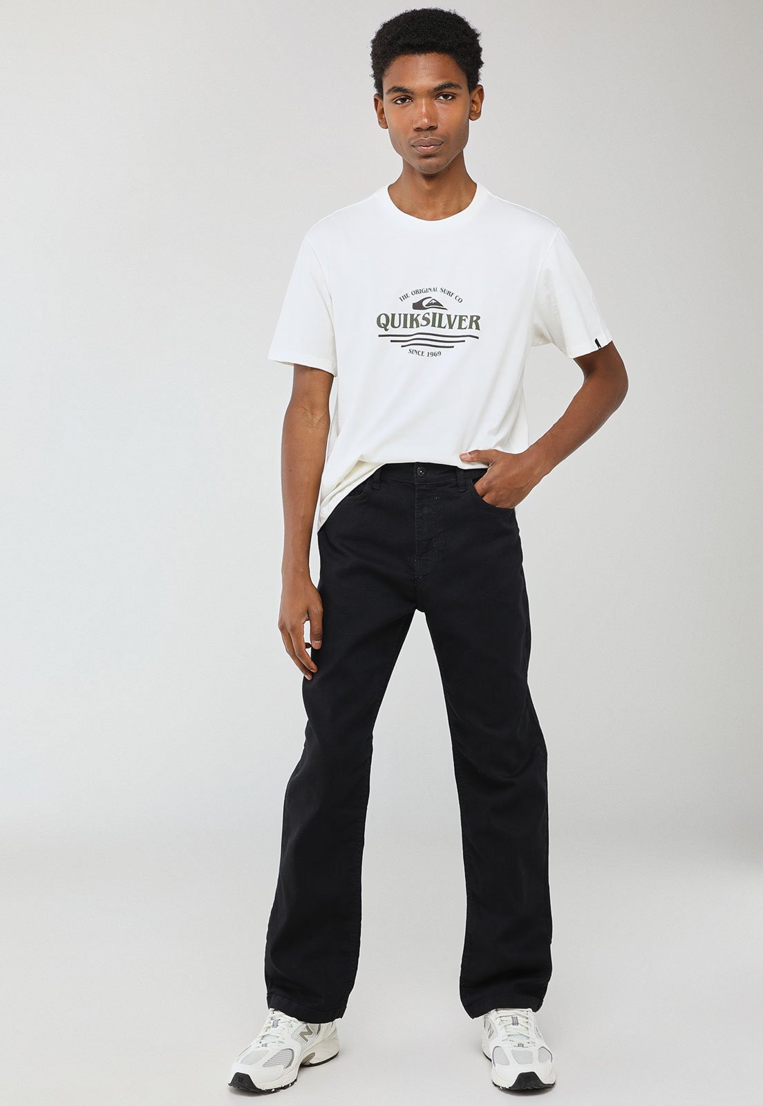 Vista 2 Calça Jeans Masculina Quiksilver Everyday Black Preta preto black Quiksilver preto black