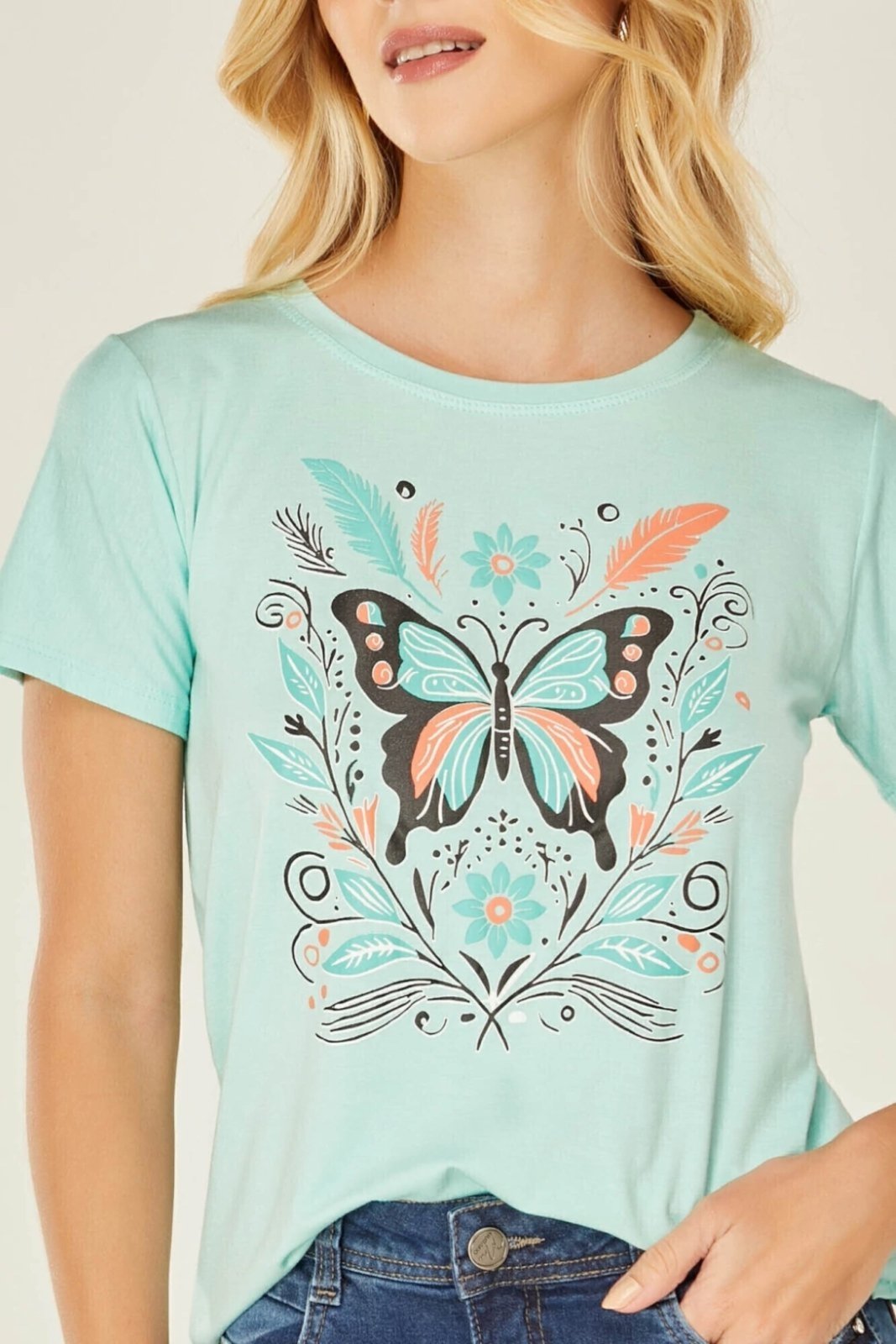 Vista 3 T-Shirt D Bell Outlet Fashion Borboleta verde D BELL OUTLET FASHION verde