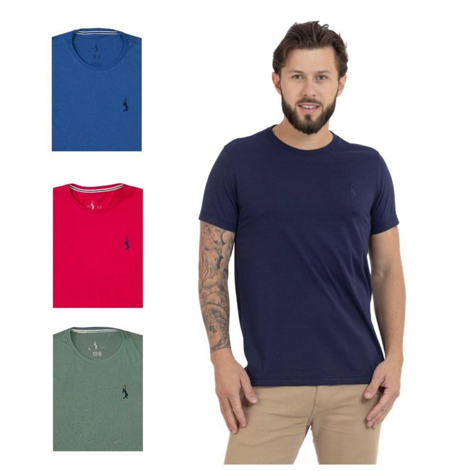 Kit 4 Camiseta Básica Casual Masculina Confortável em Malha Leve