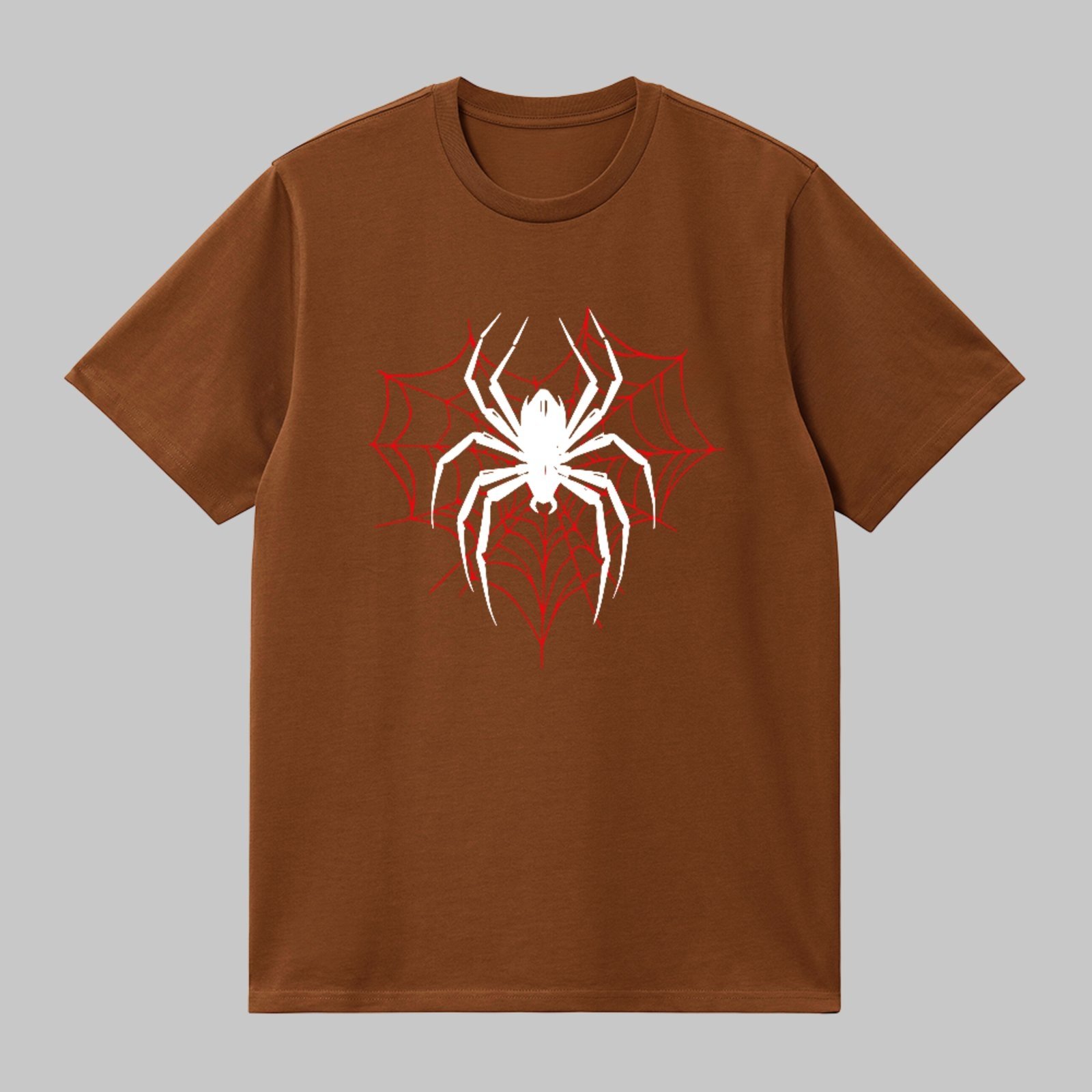 Camiseta Básica Spider Web Red Dark Aesthetic Street Style Marrom