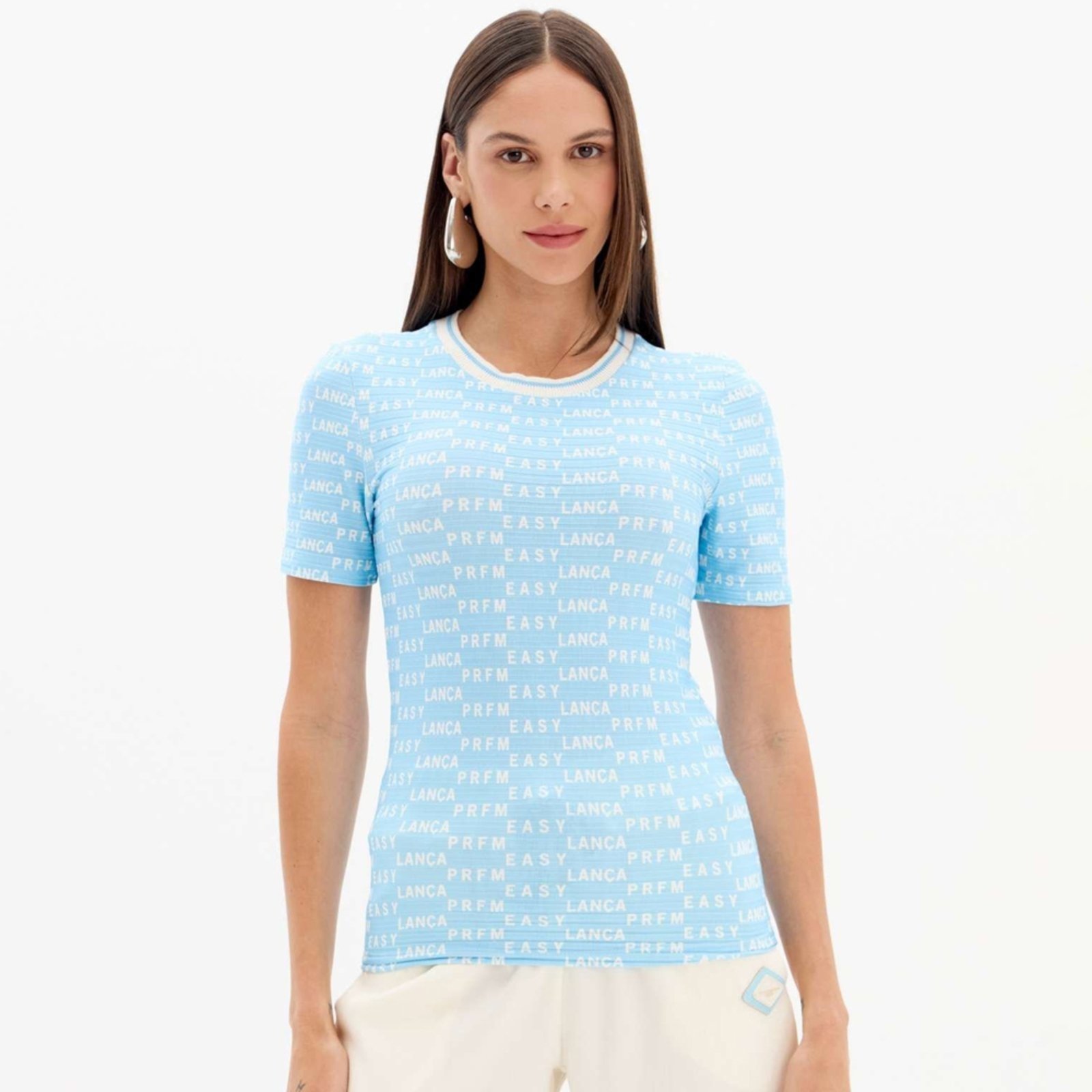 Blusa Easy Lança Perfume Manga Curta In25 Azul Feminino