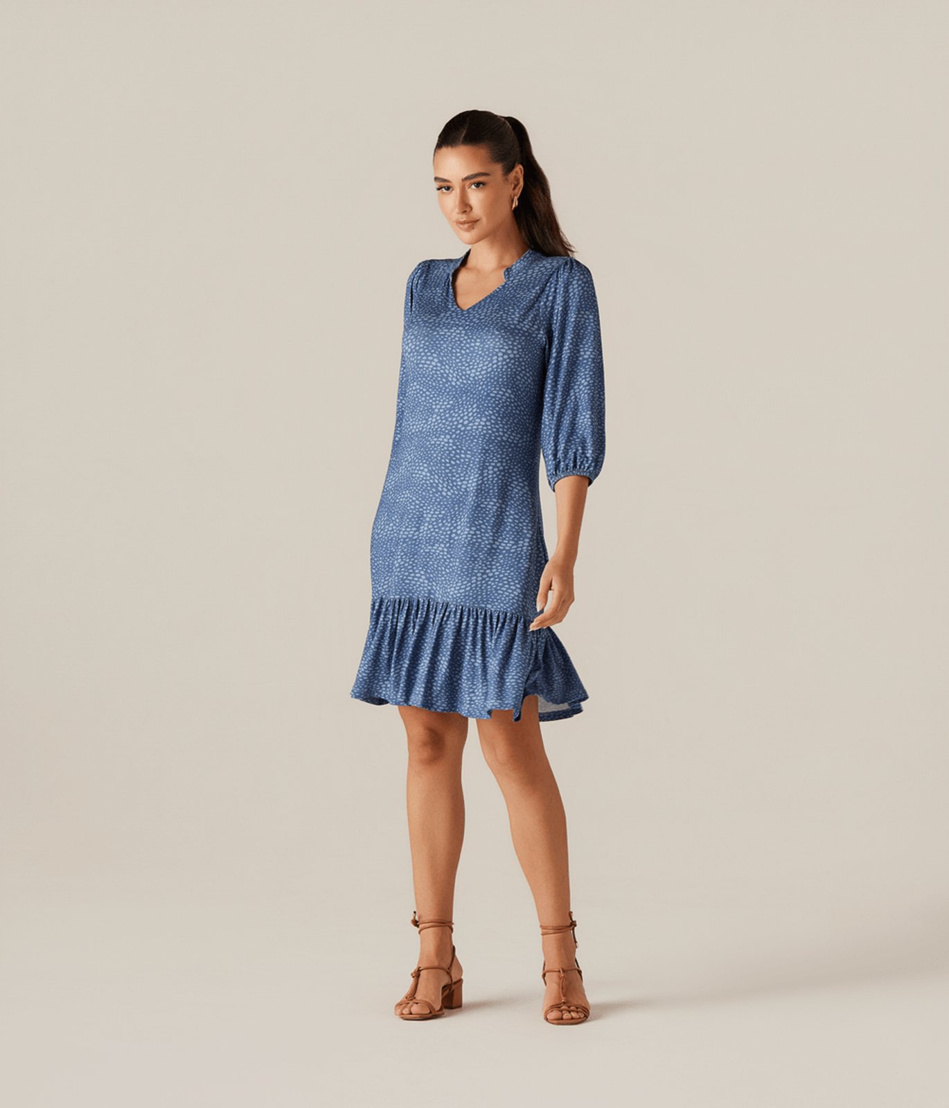 Vestido Malha Poa Indigo Feminino Estampa