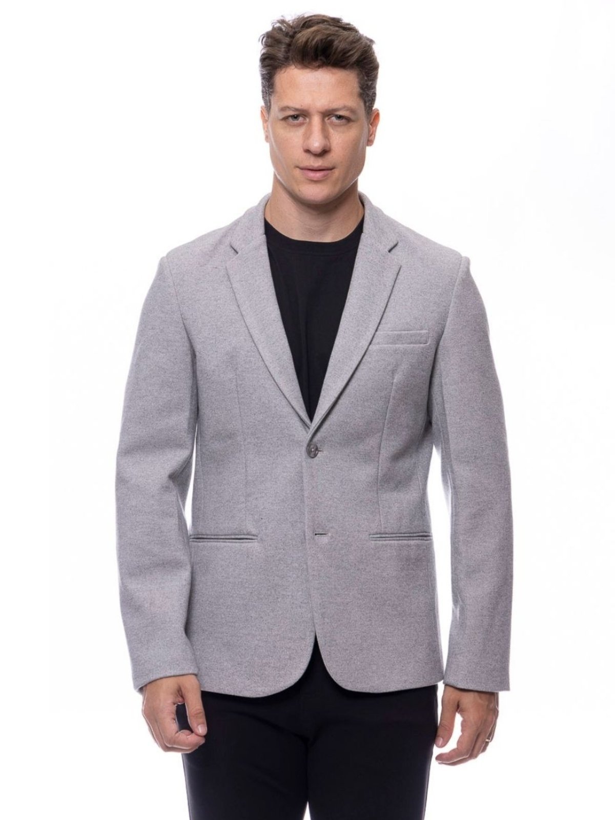 Vista 2 Blazer Masculino Slim Tecnilógico com Elastano Antiodor Crocker - 50464 cinza Crocker cinza