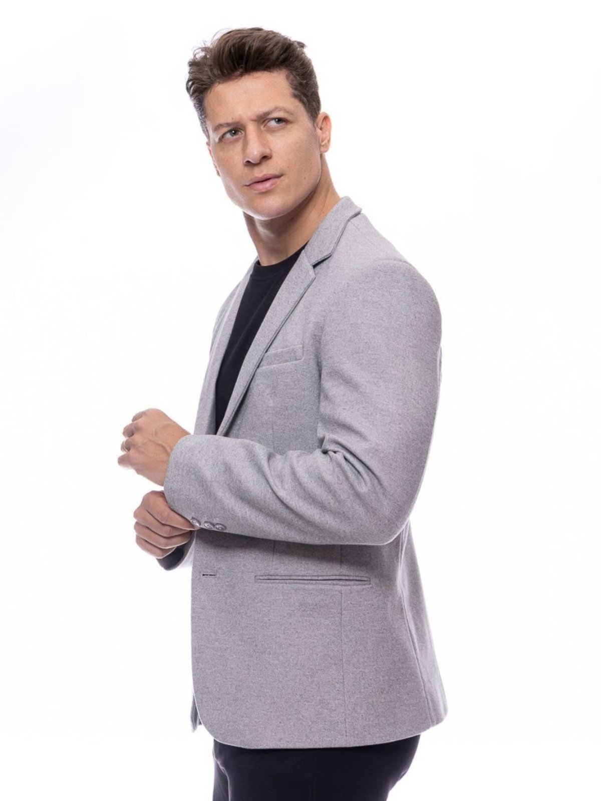 Vista 3 Blazer Masculino Slim Tecnilógico com Elastano Antiodor Crocker - 50464 cinza Crocker cinza