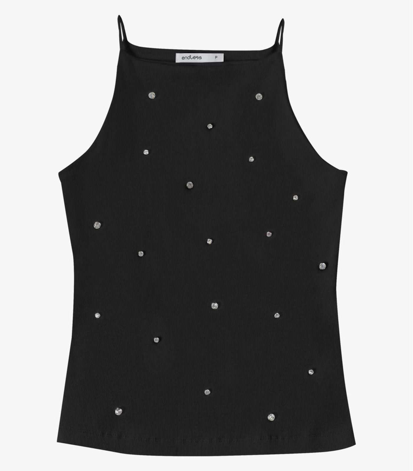 Blusa Feminina De Alça Com Rebites Ribana Endless Preto