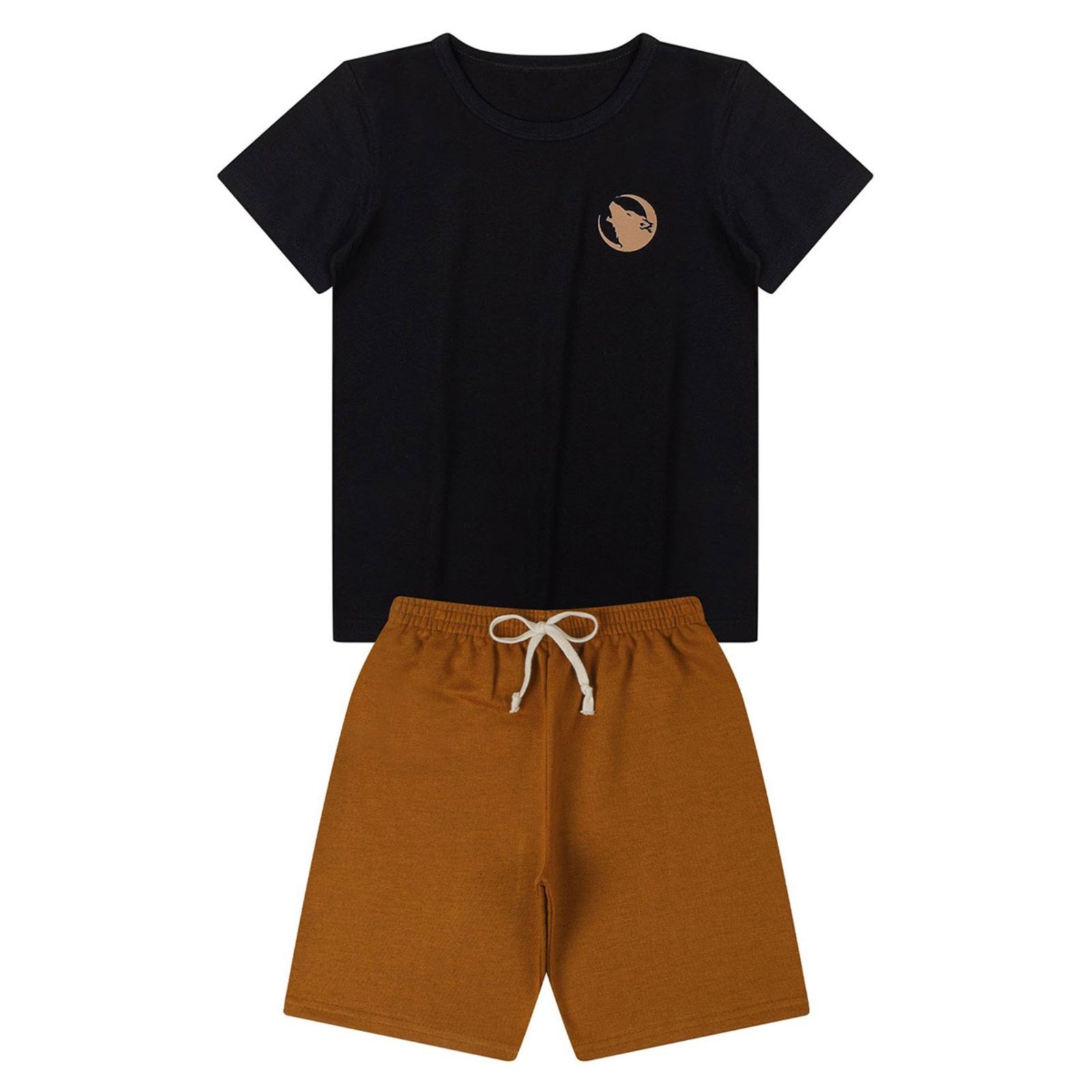 Vista 2 Infantil - Conjunto Masculino Curto Lobo 3 ao 14 Look Infantil preto Look Infantil preto