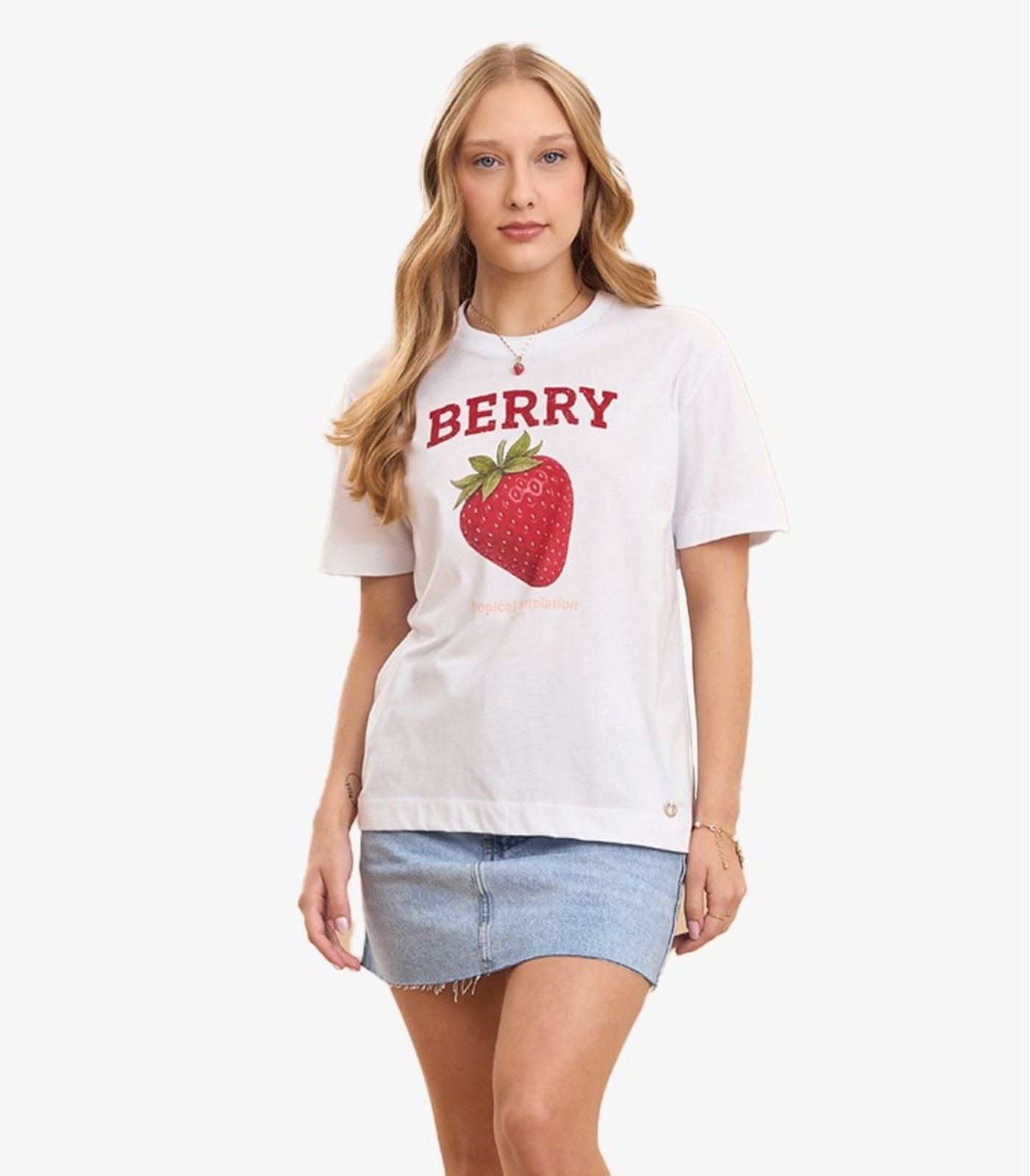 Infantil - T shirt Feminina Manga Curta Com Estampa Minty Branco
