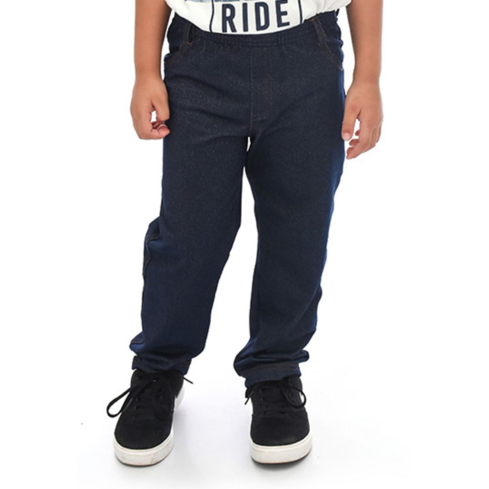 Infantil - Calça Em Malha Jeans Masculina Juvenil Azul Marinho Aliarthe
