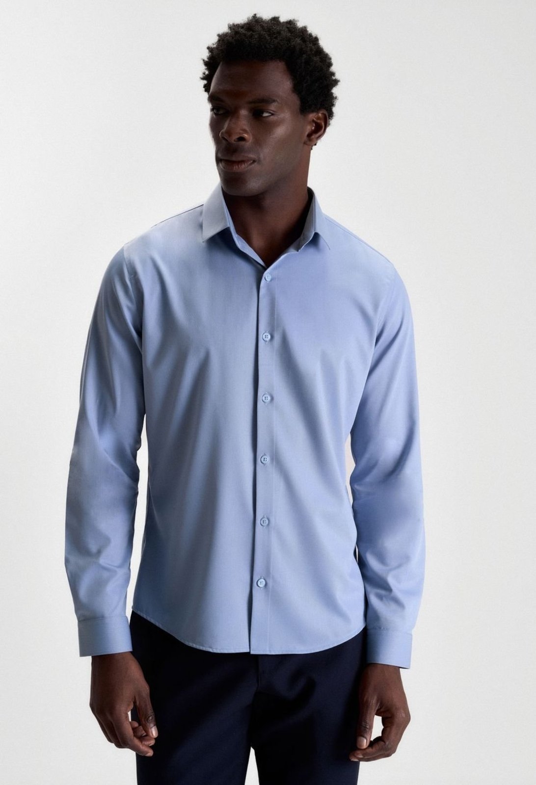 CAMISA DOCTHOS SLIM MANGA LONGA BAMBU LISA Camisa Manga Longa Docthos Slim Bambu Lisa 012 Azul Eg