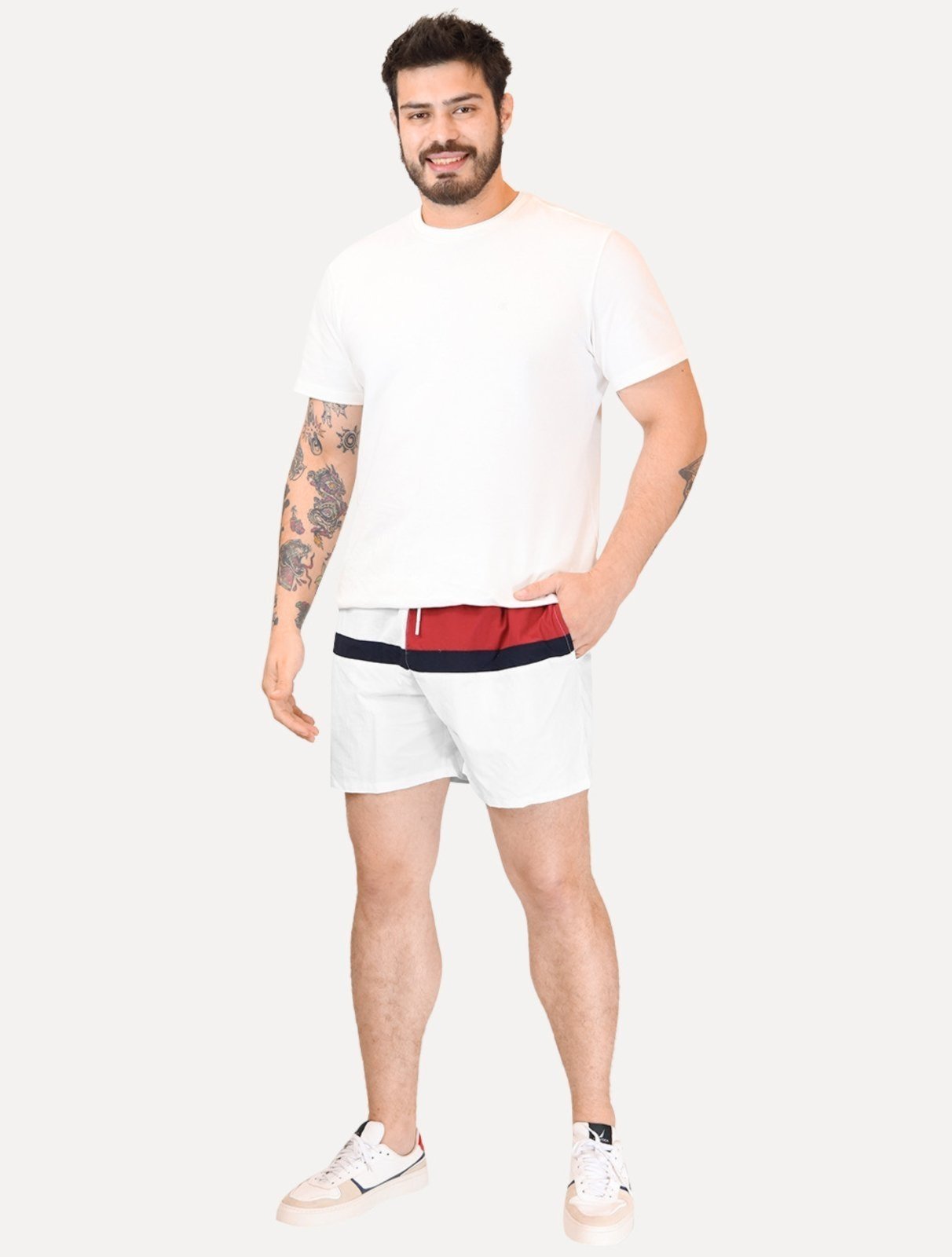Vista 3 Short Tommy Hilfiger Medium Drawstring Colourblock azul marinho Tommy Hilfiger azul marinho