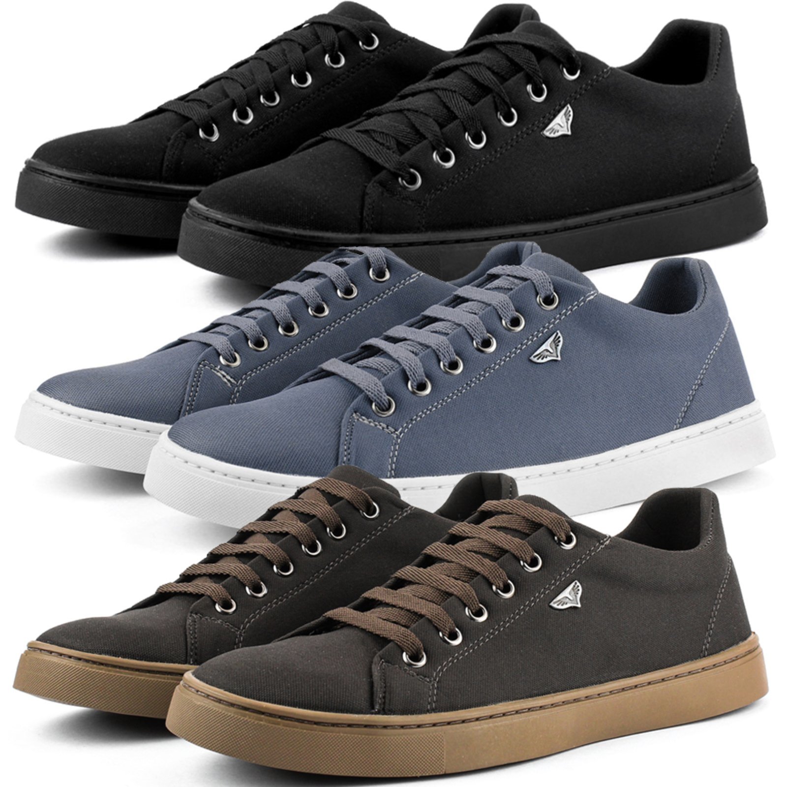 Kit 3 Pares Sapatênis Masculino Casual Skateboard Dhl Calçados