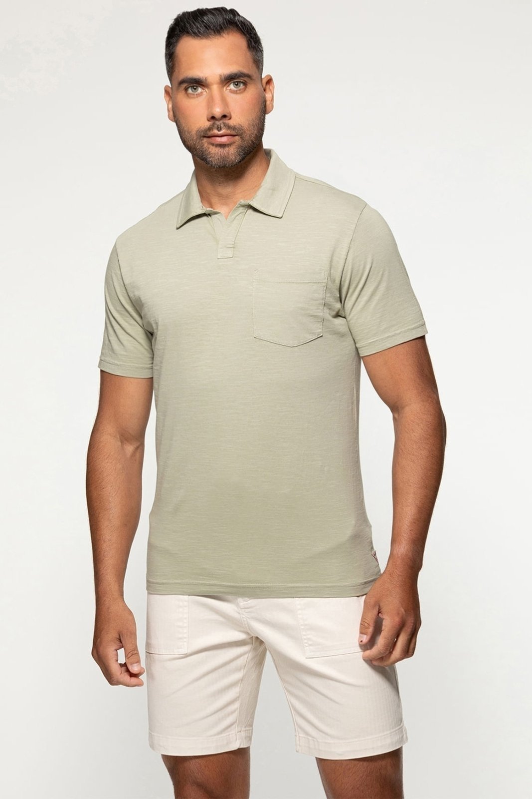 Camisa Polo Guess Flamê Bolso Verde