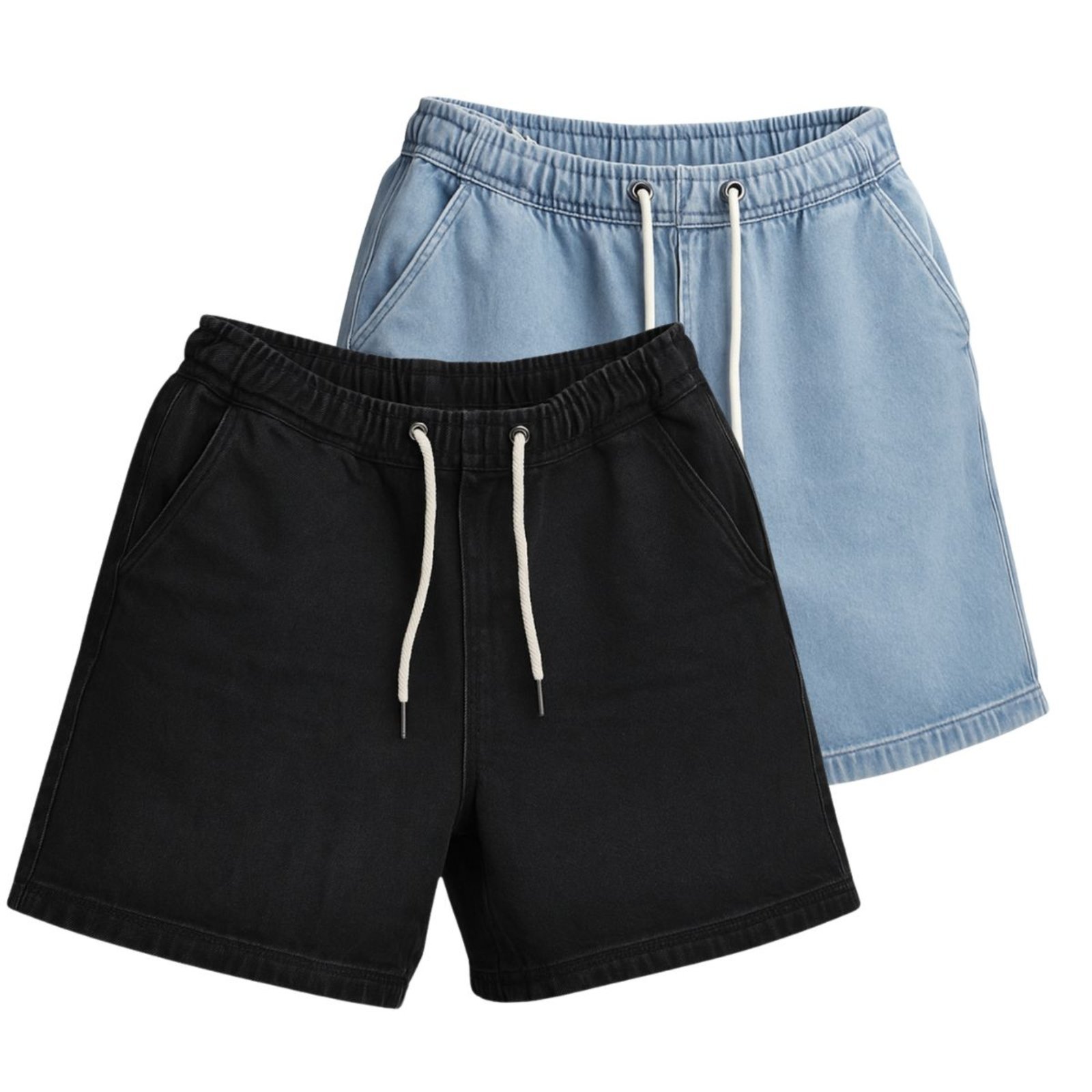 Kit 2 Bermuda Jeans Larga Masculina Streetwear Com Bolsos