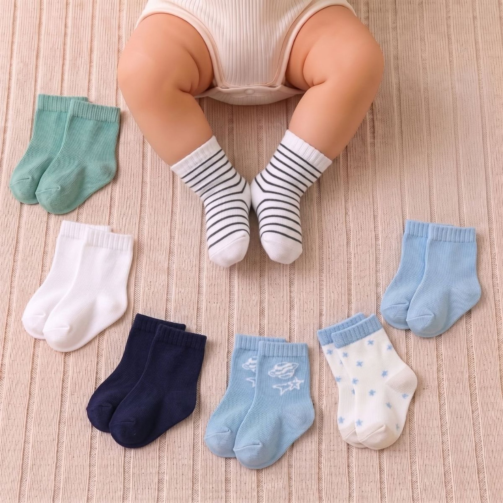 Infantil - Kit 7 Pares Meia Menino Recém Nascido Duck Todo Dia Em Algodão