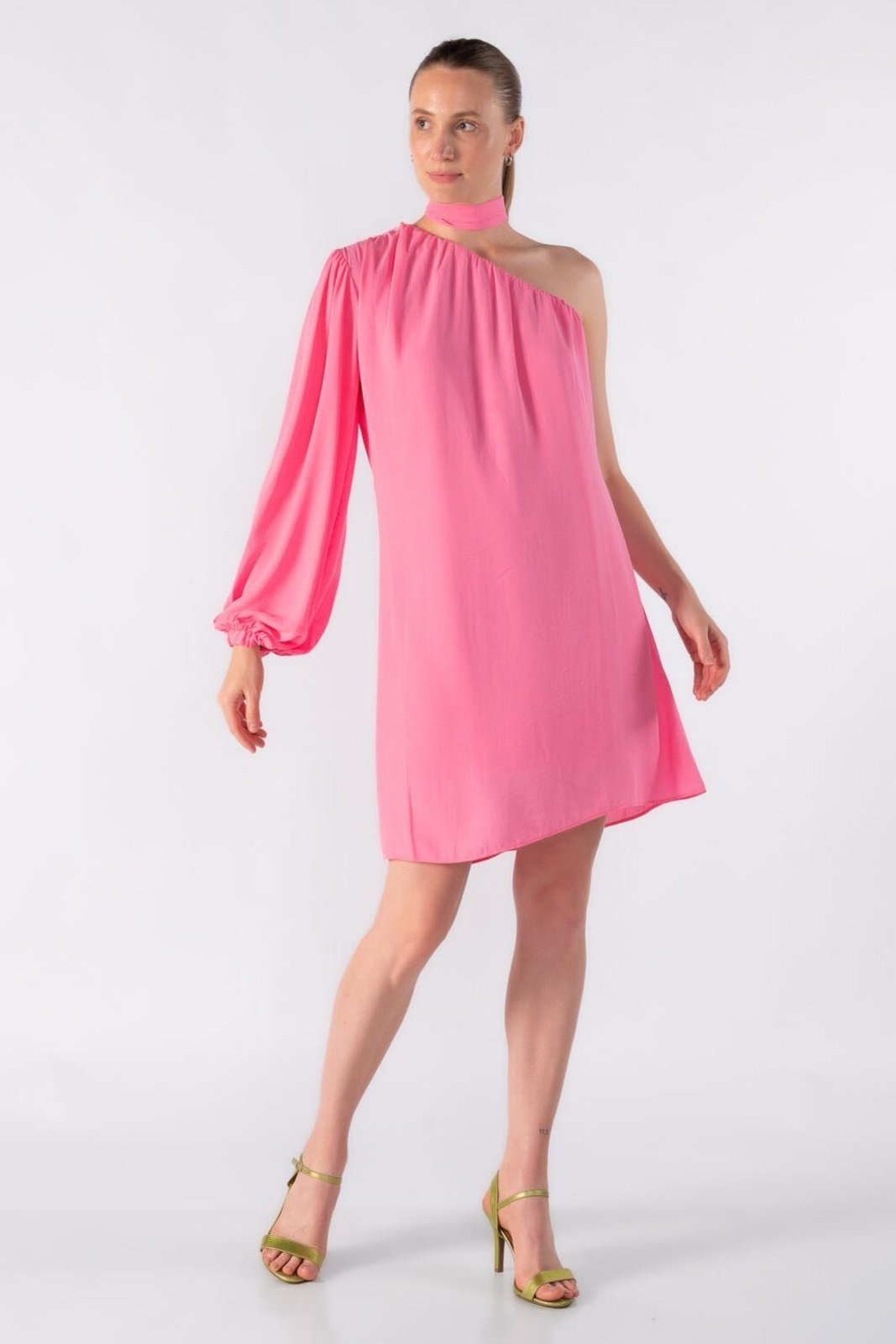 Vestido curto manga nula Rosa