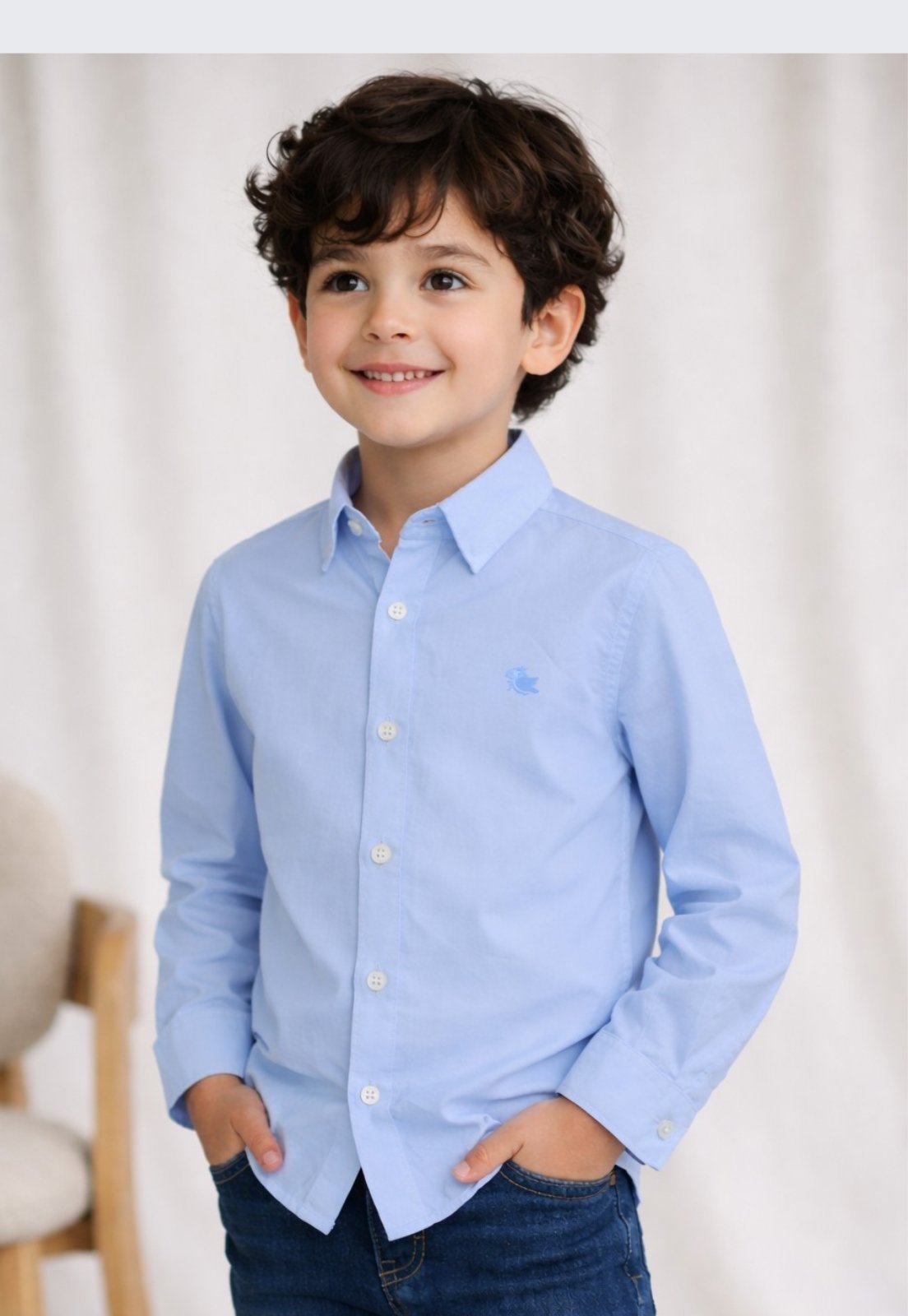 Infantil - Camisa Social Menino Manga Longa Daze Modas Azul