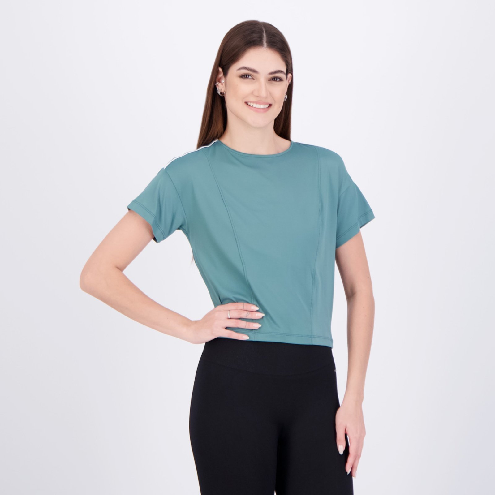 Vista 3 Cropped Fila Adaptable Classic Sports Feminino e Branco verde Fila verde