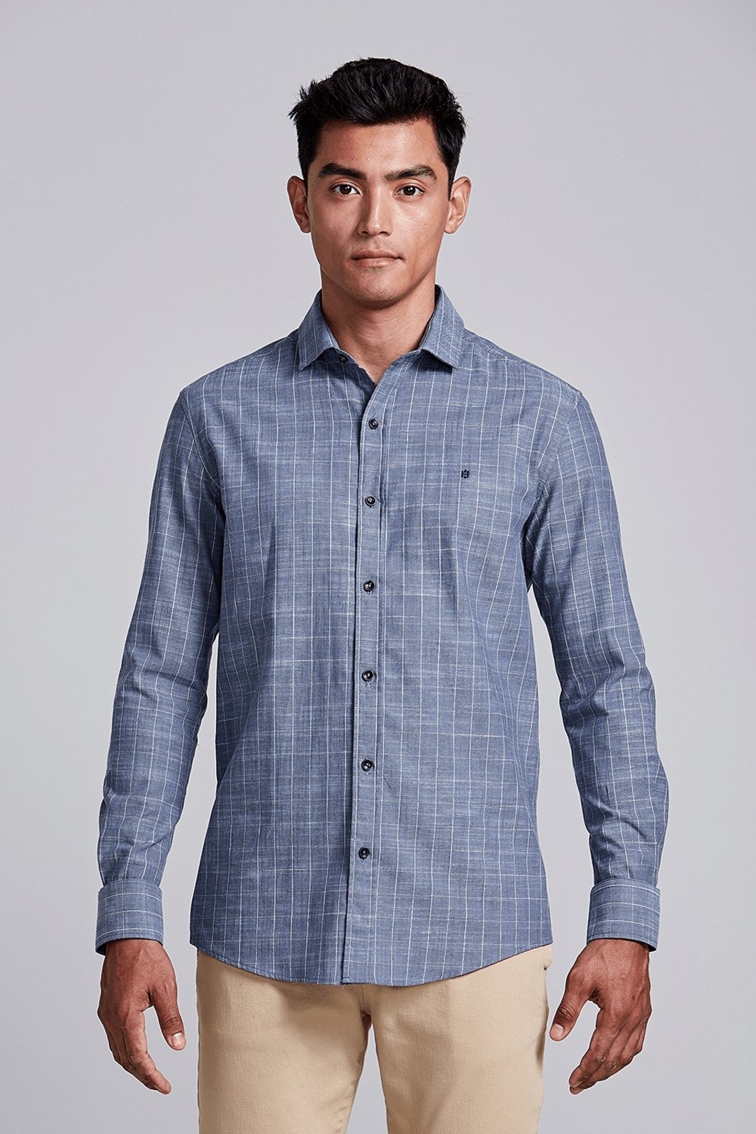 HIGHSTIL Camisa Comfort Listrada - Azul Médio