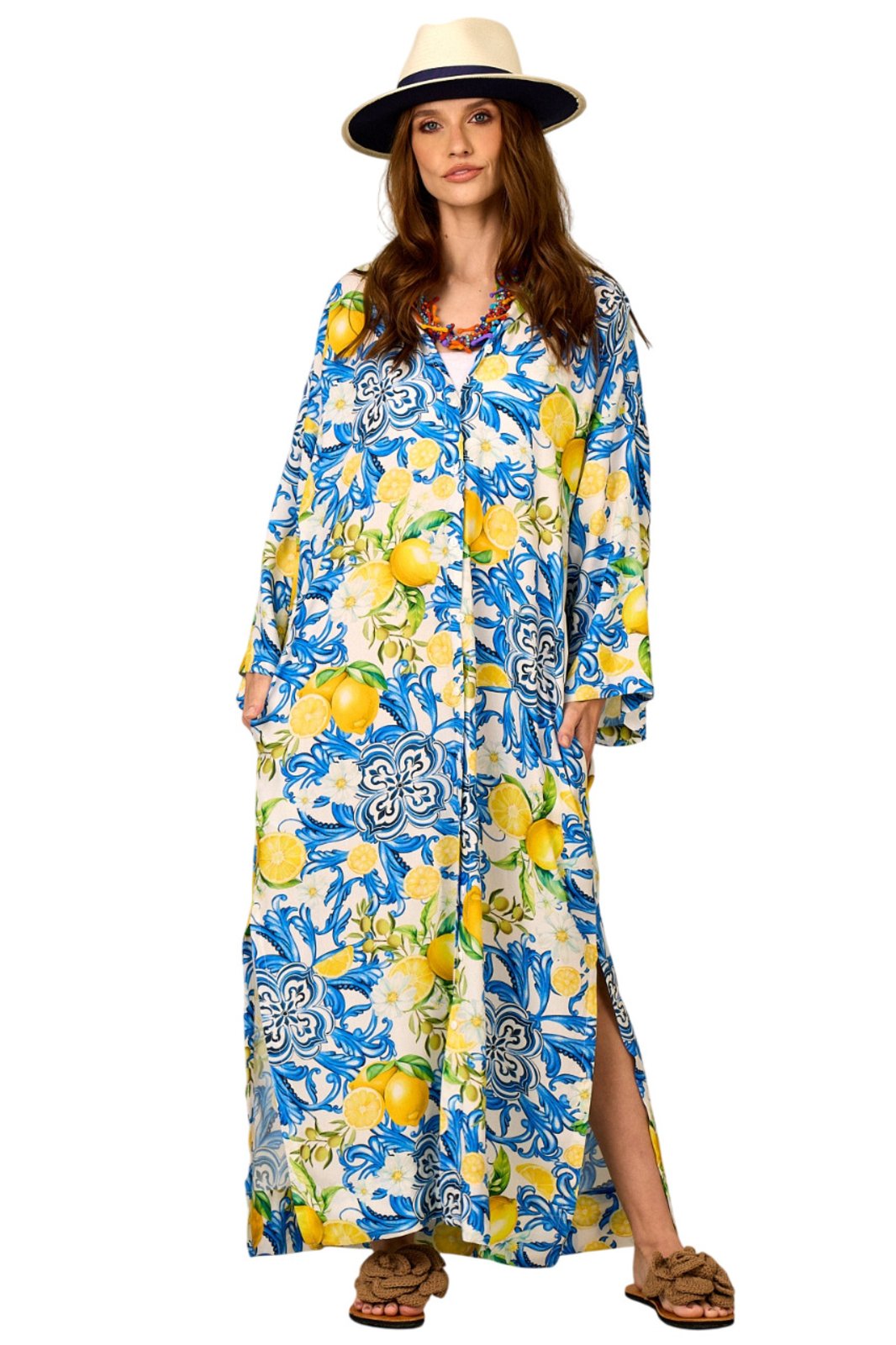 Chemise Longo Amplo Estampa De Limões Sicilianos Yacamim L2 – Estampado