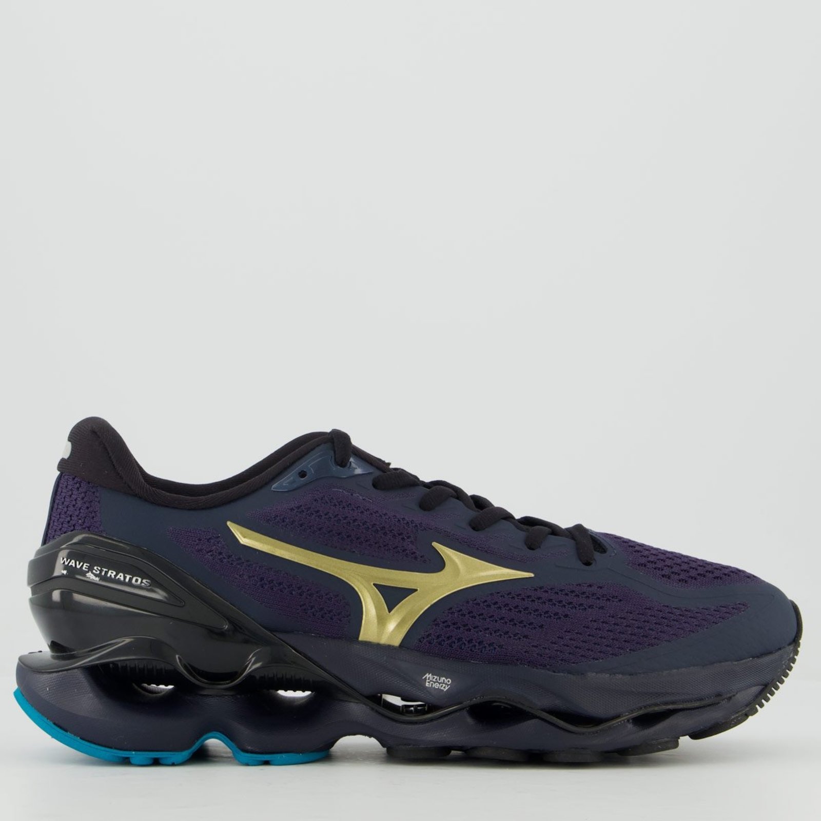 Tênis Mizuno Stratos 4 Marinho e Dourado