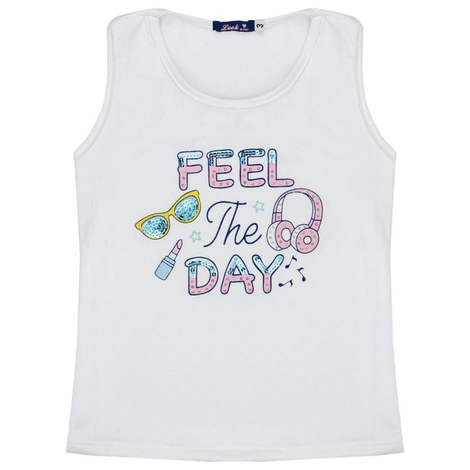 Infantil - Blusinha Look Jeans Malha Branca